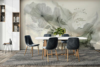 Minimalist wall mural in tranquil, earthy hues.

