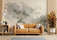 Subtle tone-on-tone wall mural for peaceful interiors.

