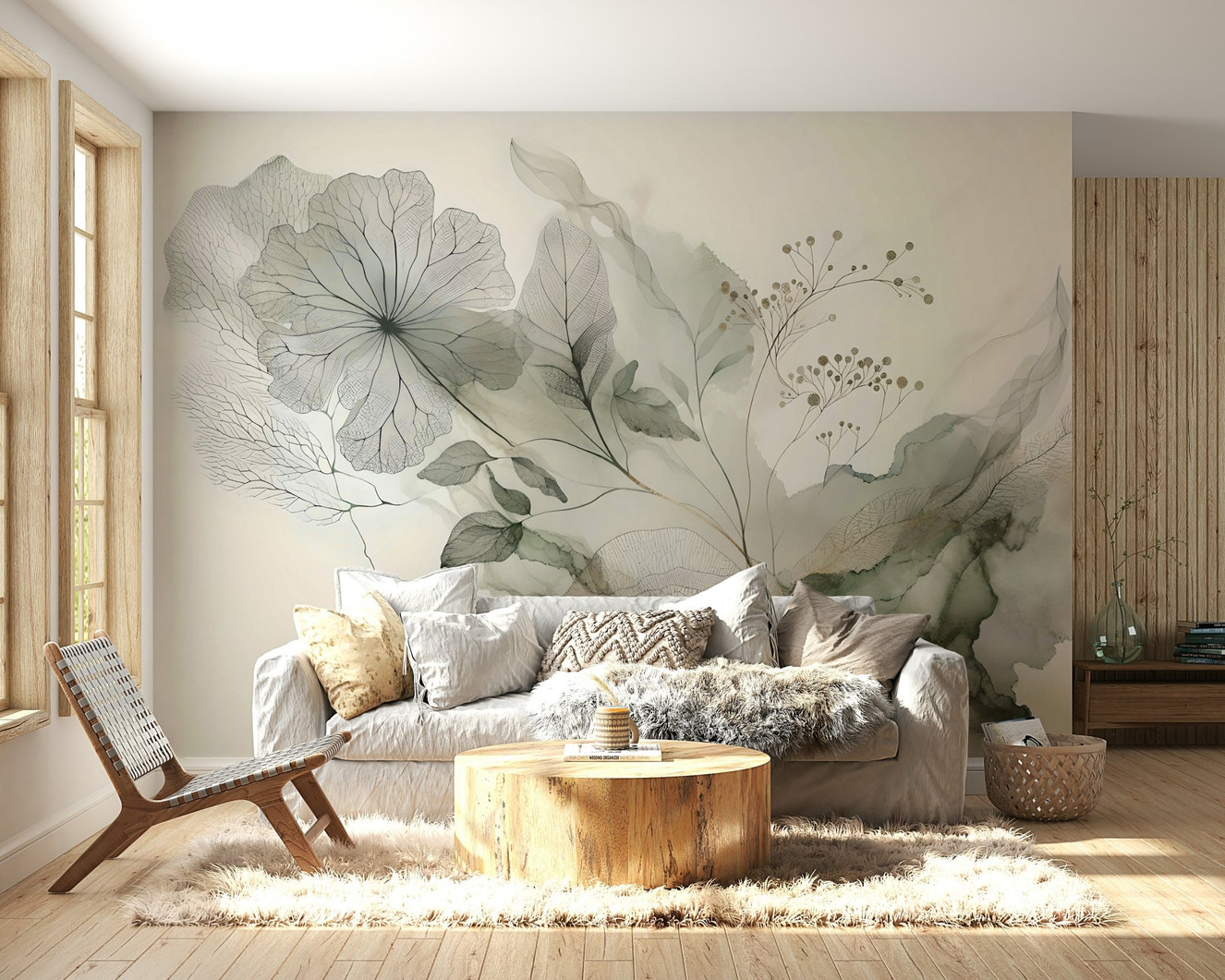 Abstract mural with tranquil pastel tones and soft gradients.

