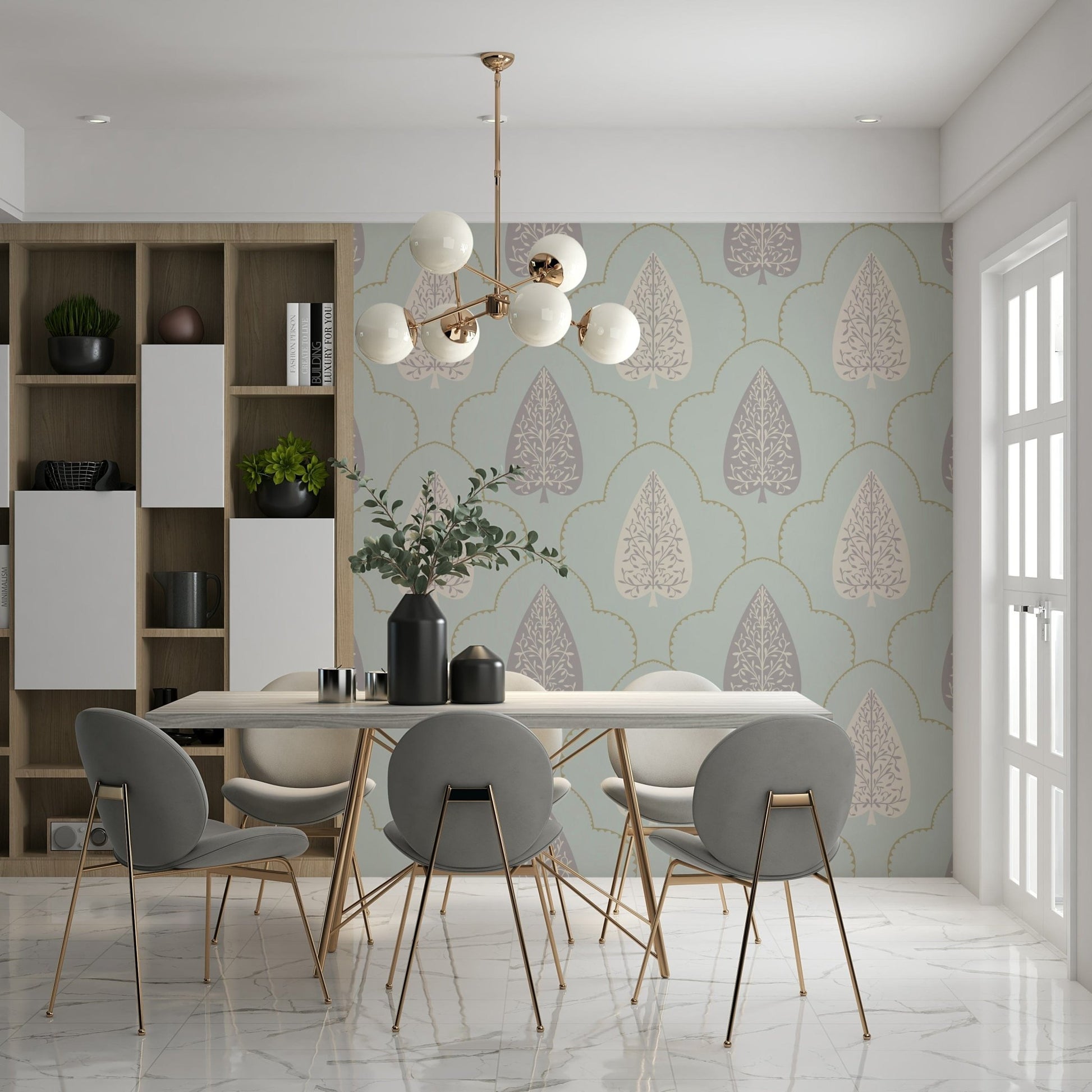 Delicate Trellis charming symmetrical wallpaper for home decoration.