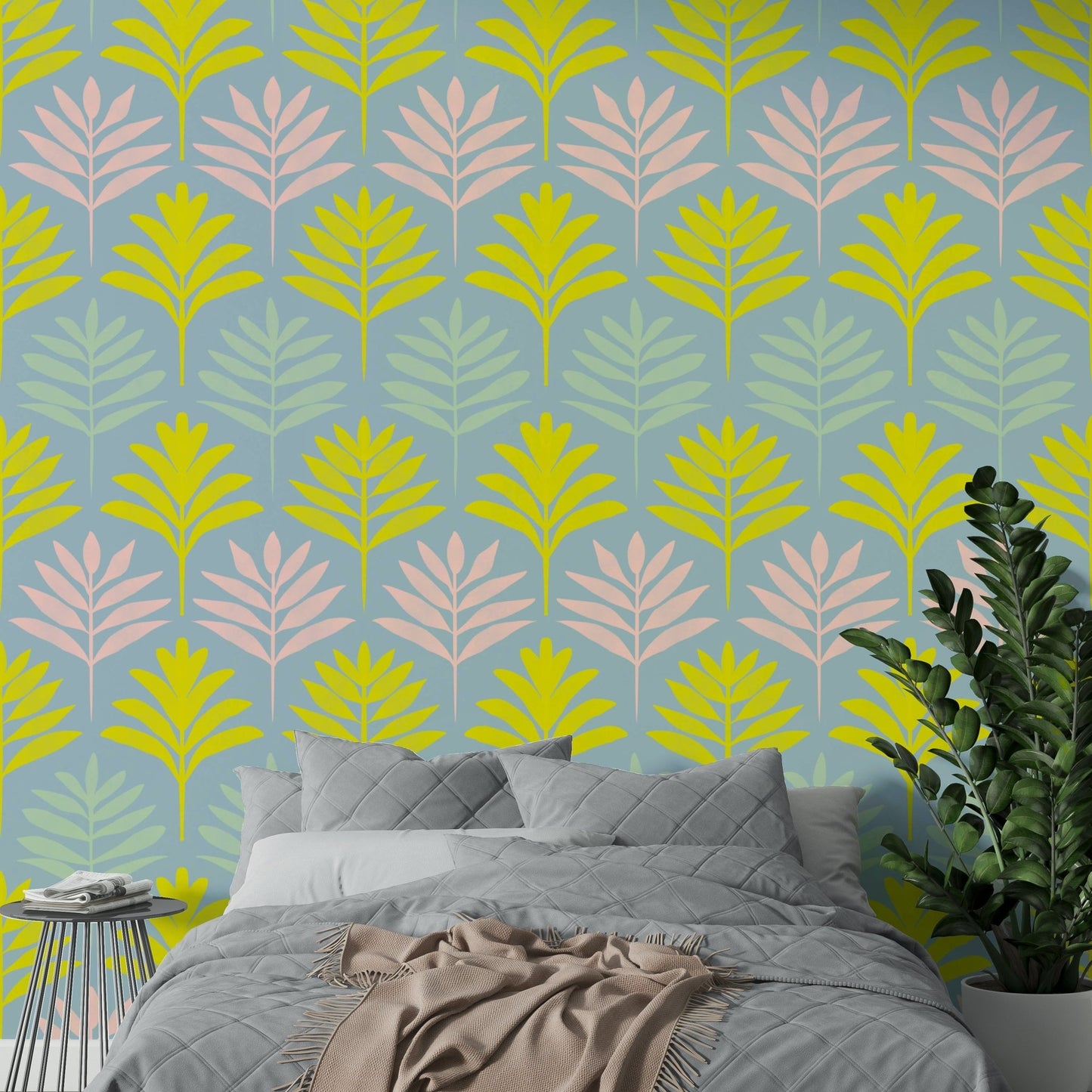 Gentle palm leaf mural wallpaper, GD1013