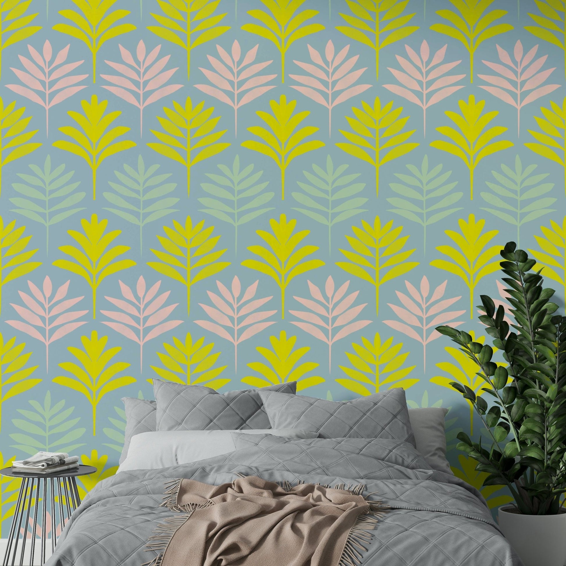 Gentle palm leaf mural wallpaper, GD1013