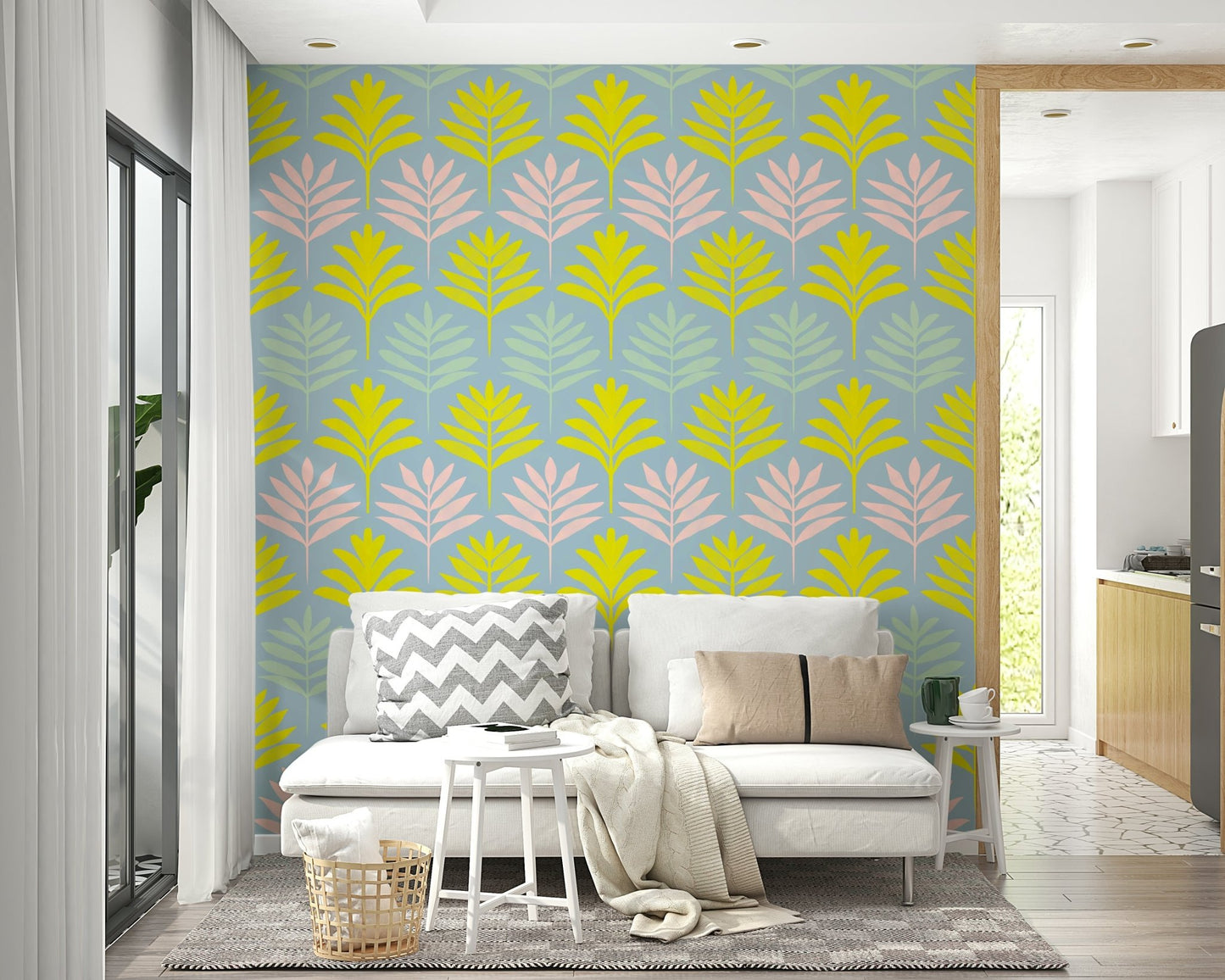 Tropical leaf design wall mural, GD1013