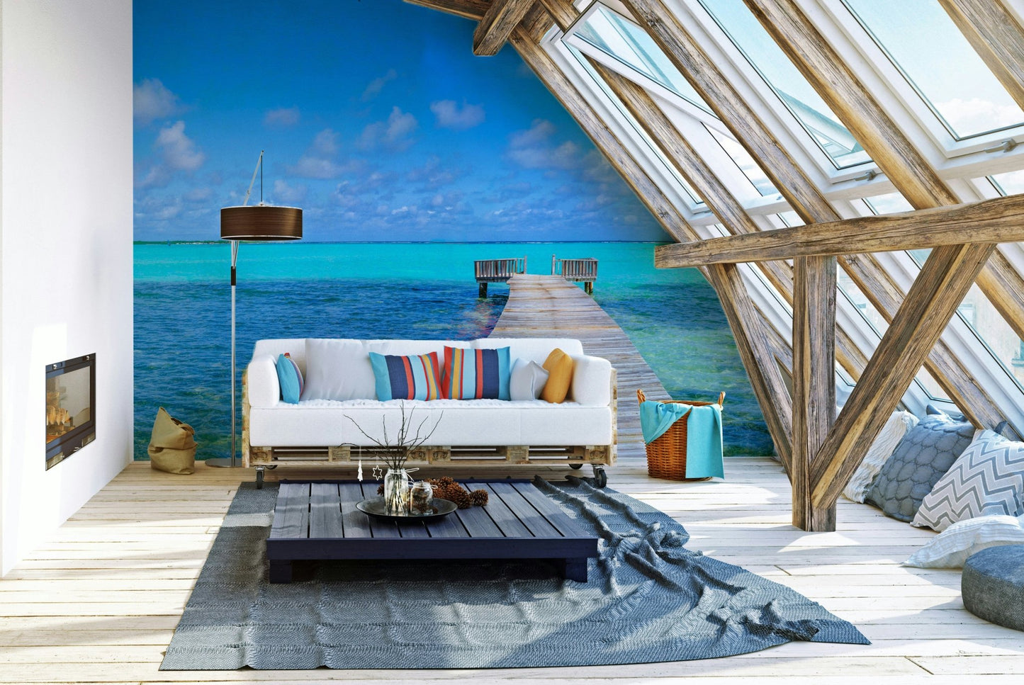 Tranquil Turquoise Pier Wall Mural