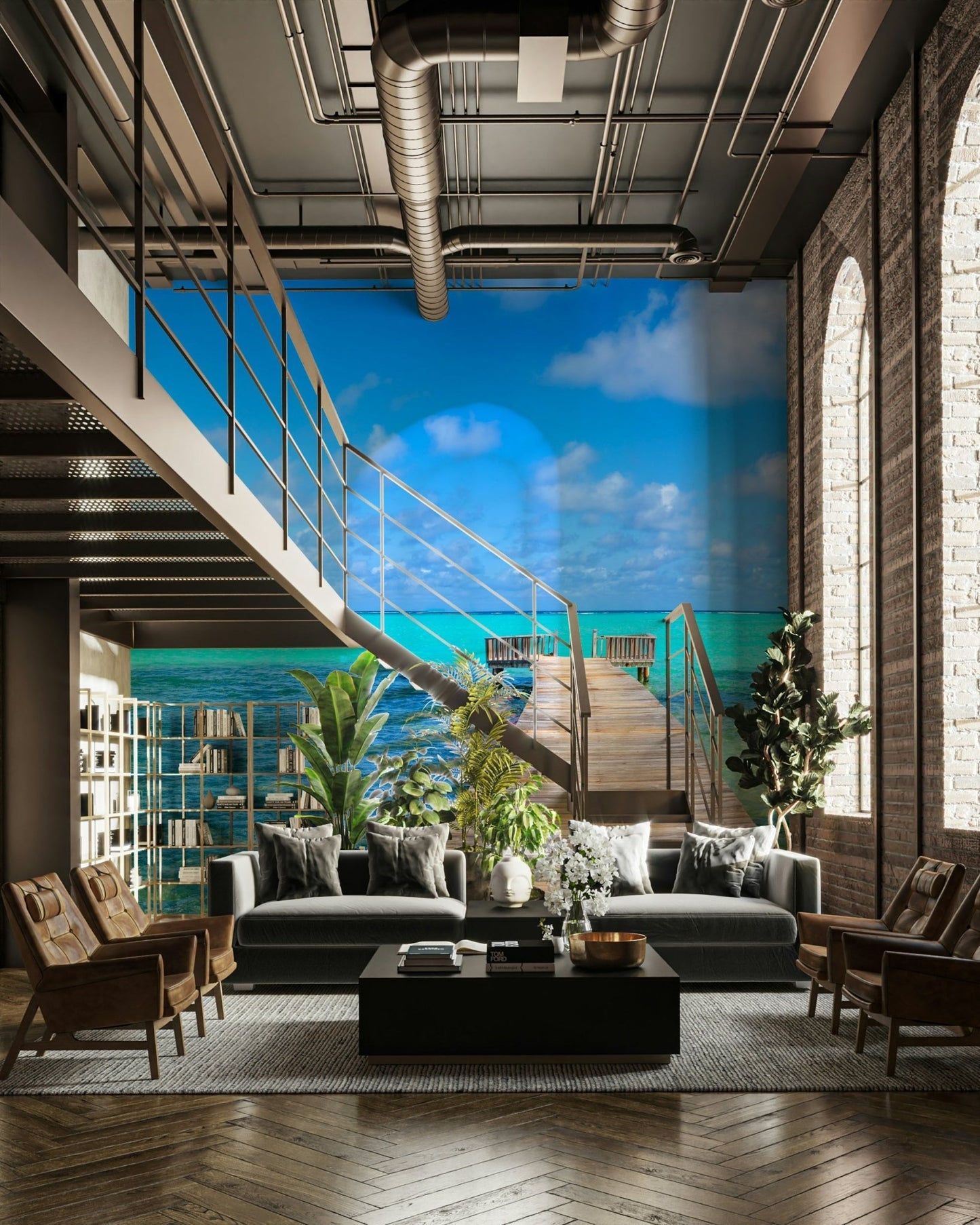 Tranquil Turquoise Pier Wall Mural