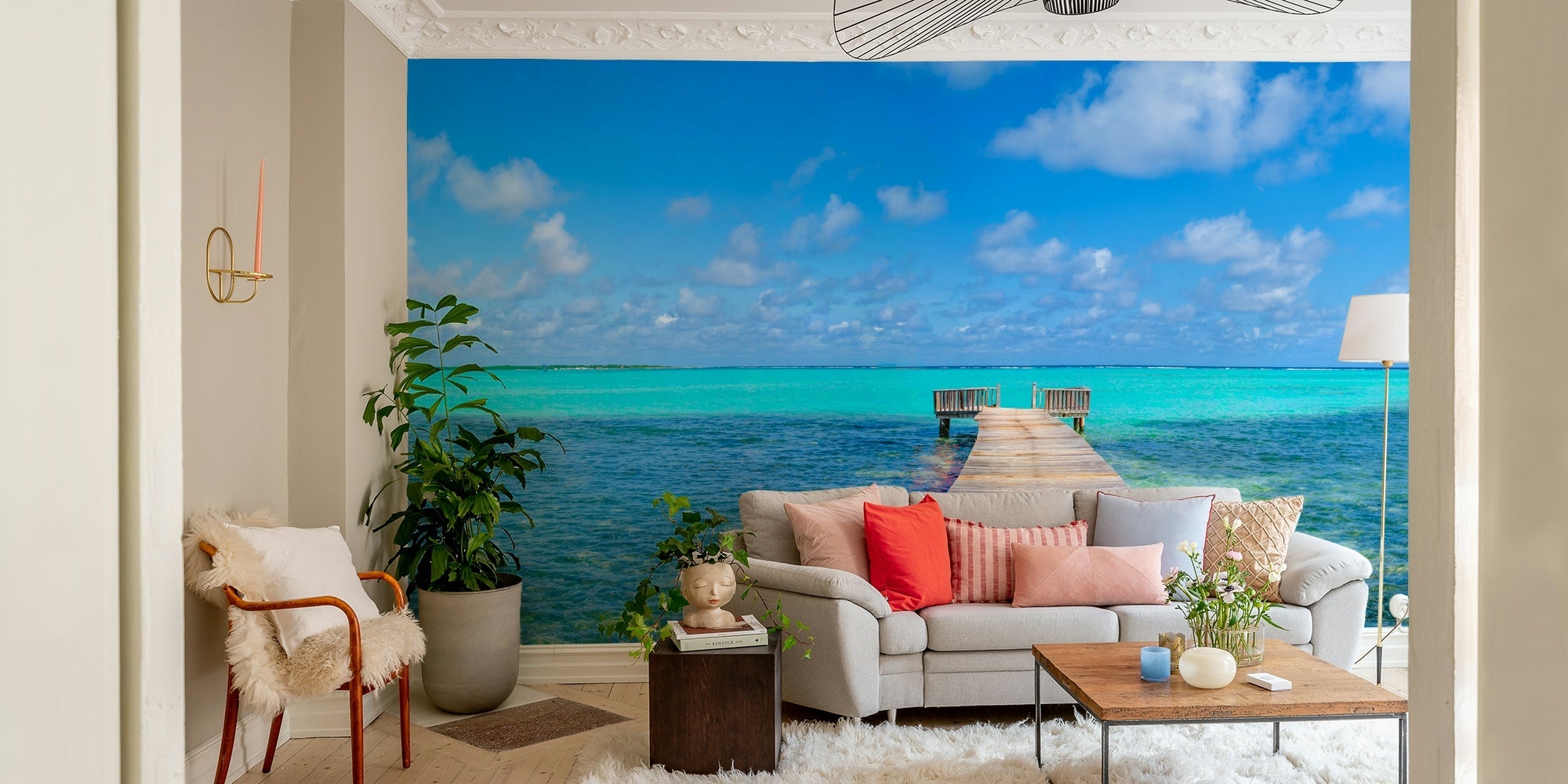 Tranquil Turquoise Pier Wall Mural GD3918