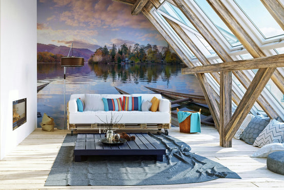 A wall mural of a serene lakescape. GD3467


