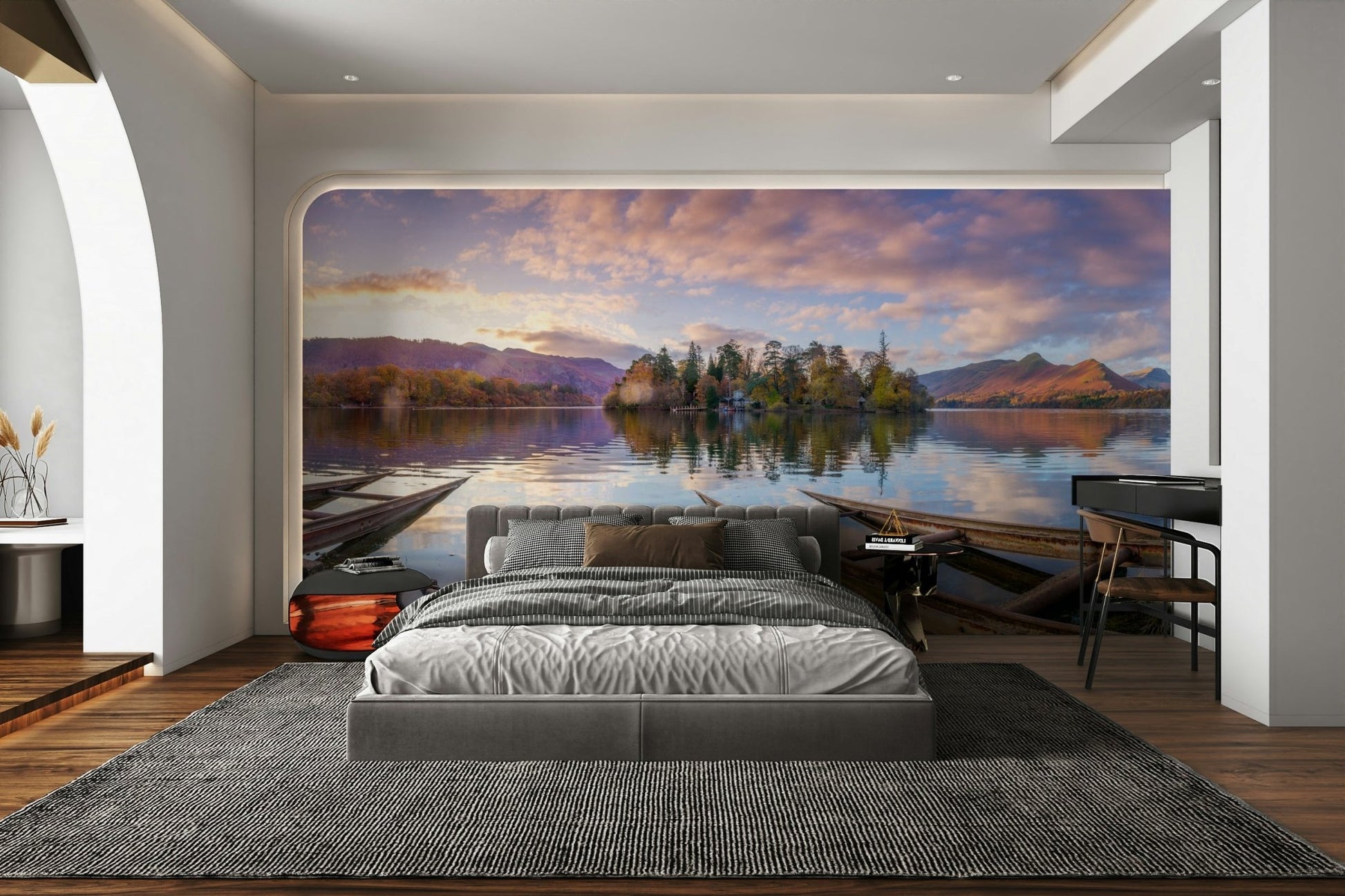 The water is still and calm.

