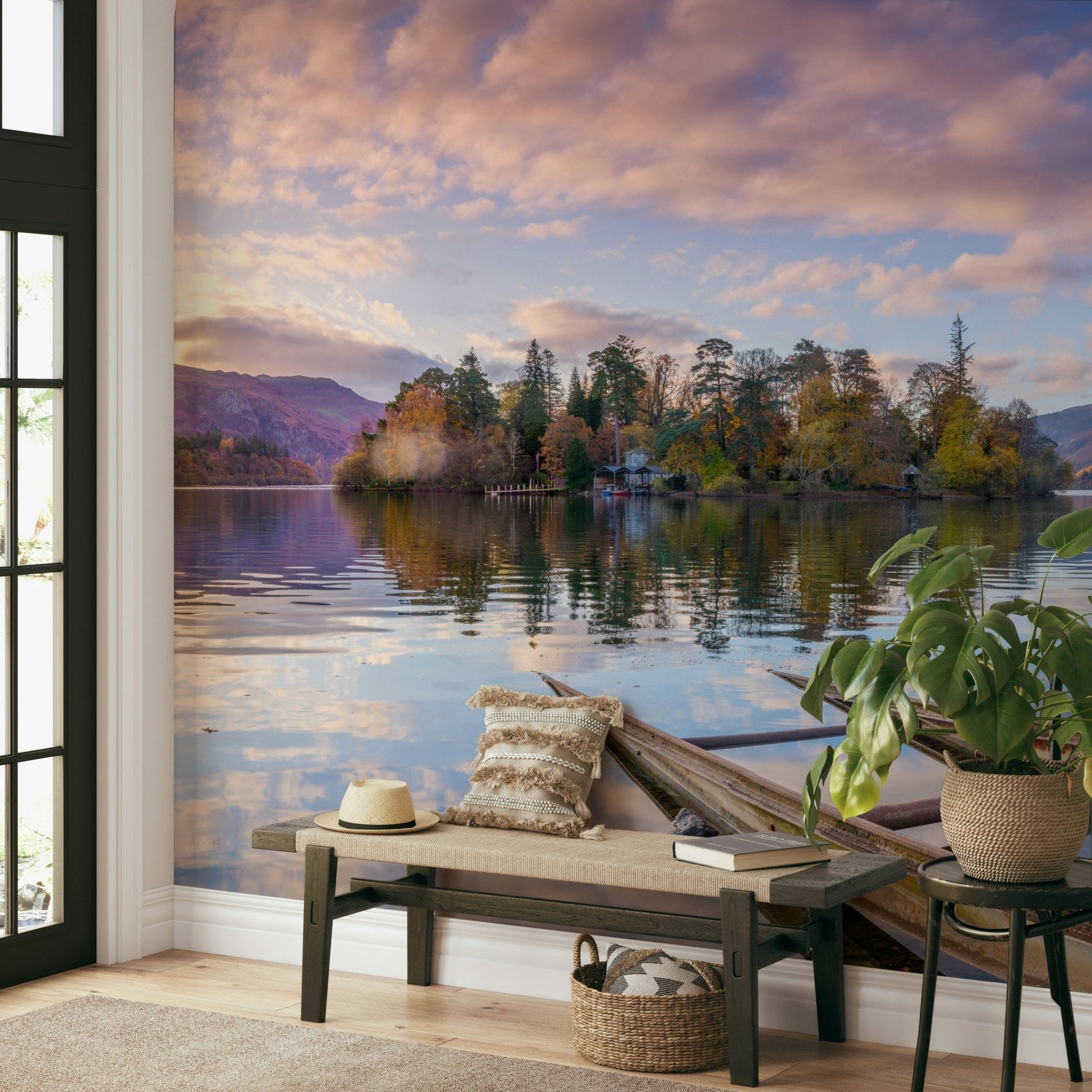 The colors are muted tones of gray, green, and brown.

