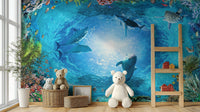 Serene underwater dolphin wallpaper art