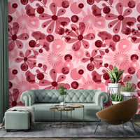 Bold pink floral wallpaper for walls

