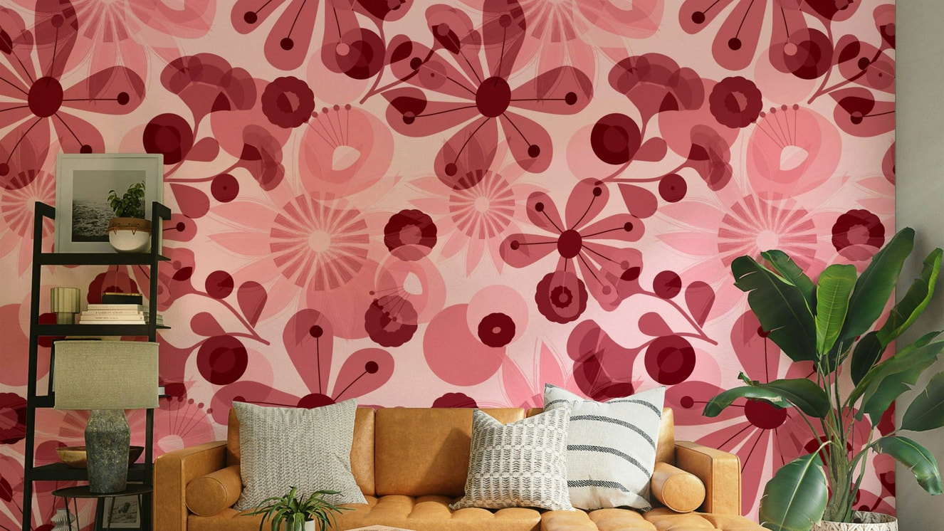 Blush tone floral wallpaper for walls

