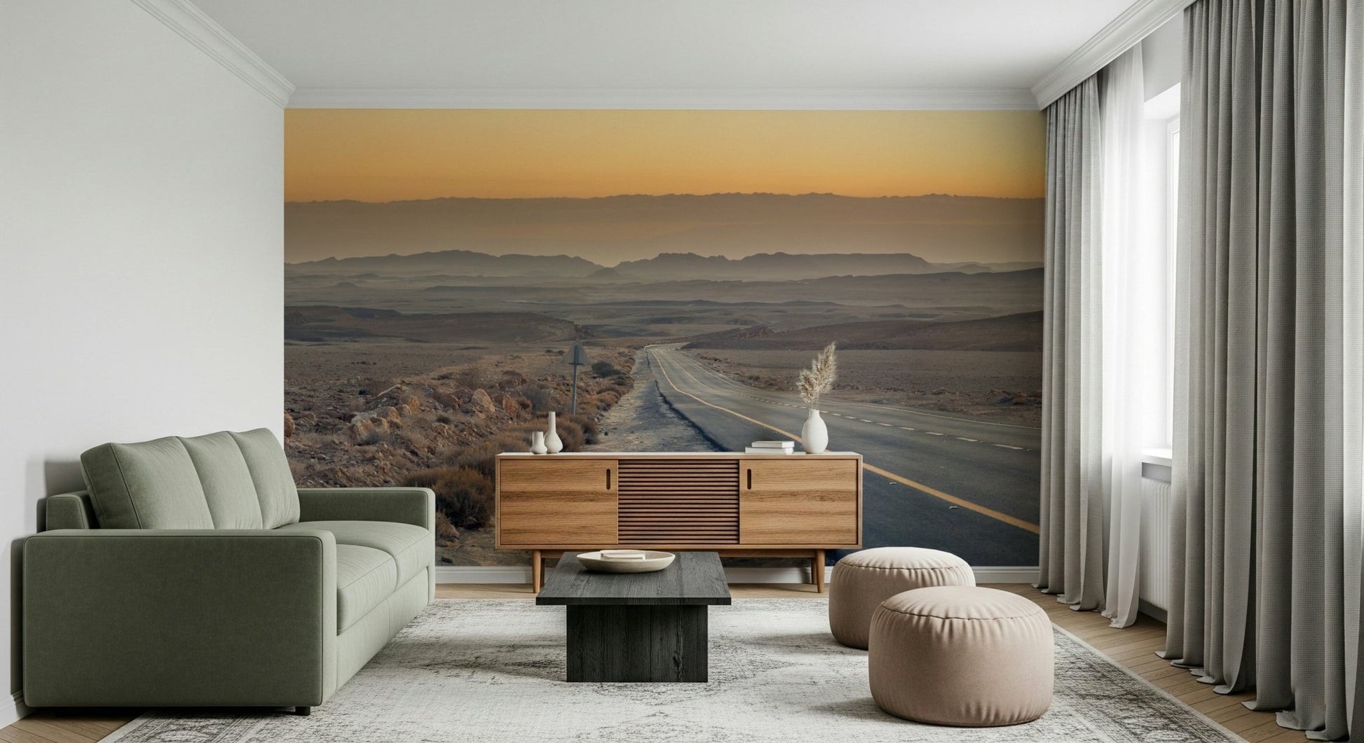 Desert highway Traversing the Desert Wall Murall atmospheric backdrop.