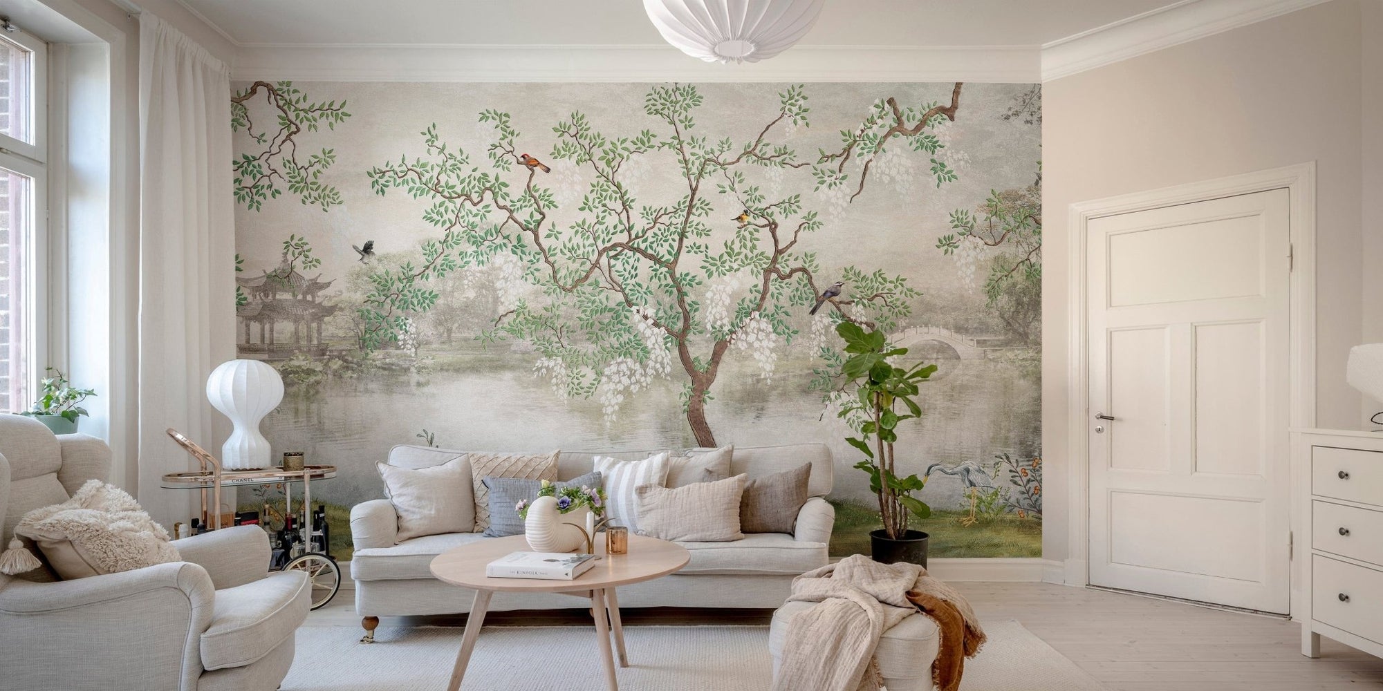 Japanese garden wallpaper with trees A101
