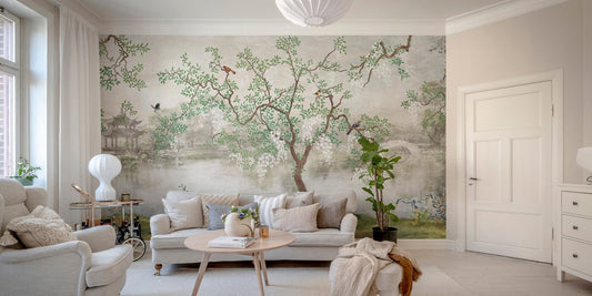 Japanese garden wallpaper with trees A101
