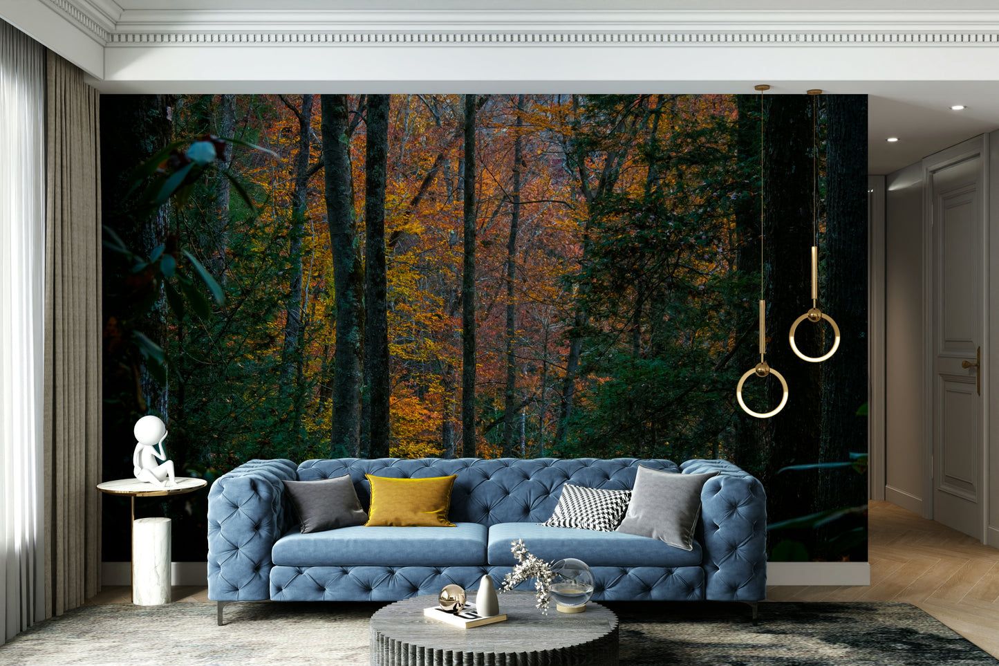 A classic forest wallpaper for walls.


