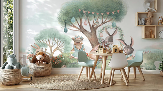 Whimsical Tree House Wallpaper for kids' playroom decor, C16