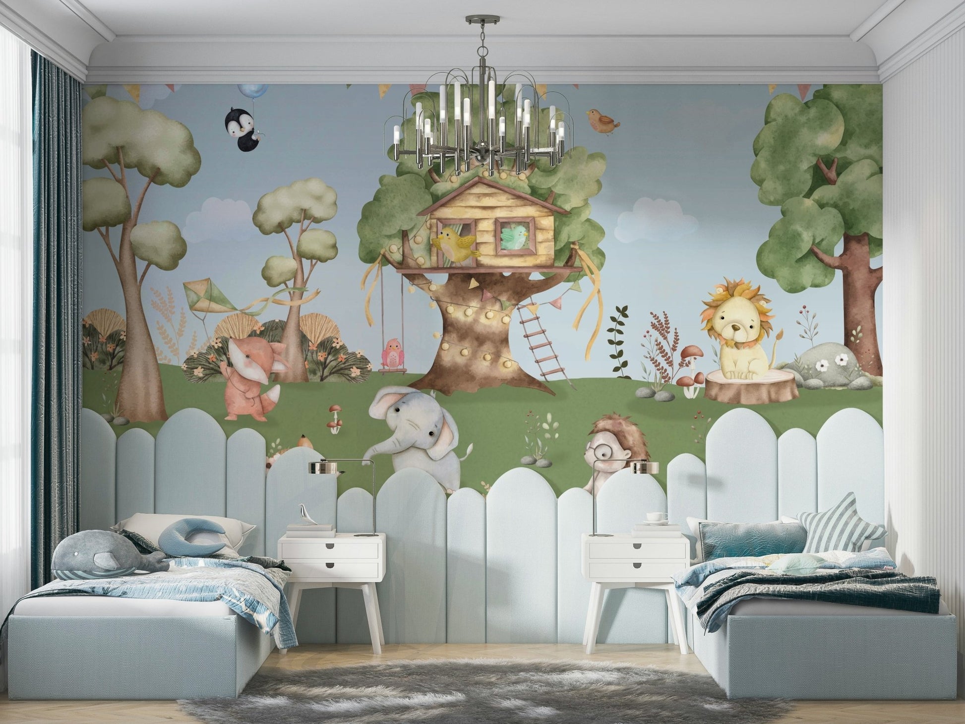 The animals have happy, gentle expressions.

