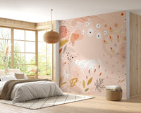Trendy Abstract Floral Art Wallpaper Mural - Giffywalls