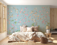 Trendy Blue Chinoserie Wallpaper murals - Giffywalls A494