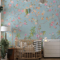 Trendy Blue Chinoserie Wallpaper murals - Giffywalls A494
