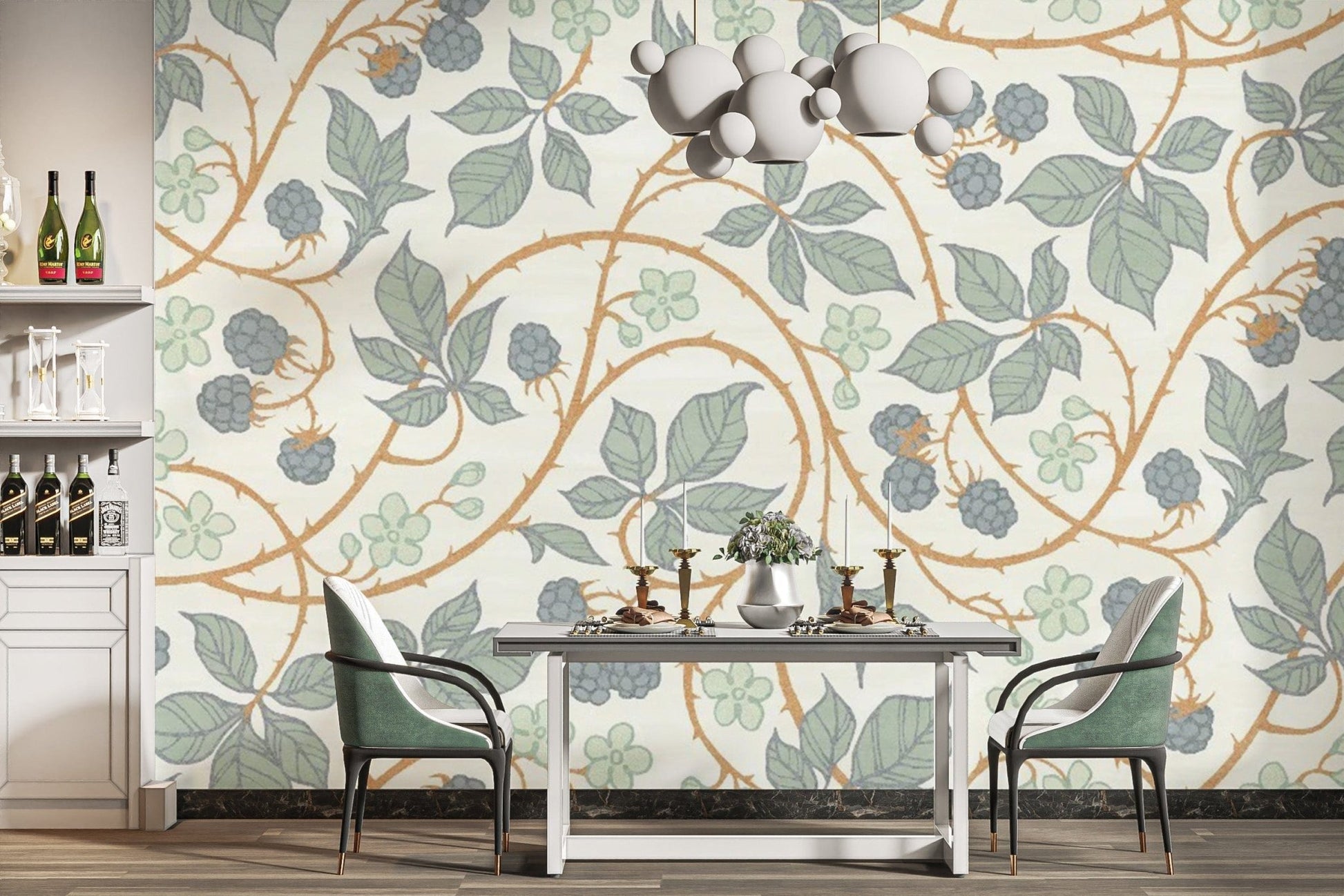 Trendy blackberry leaves wallpaper for walls
