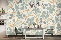 Trendy blackberry leaves wallpaper for walls
