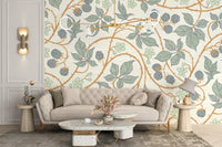 Trendy blackberry leaves wallpaper in color
