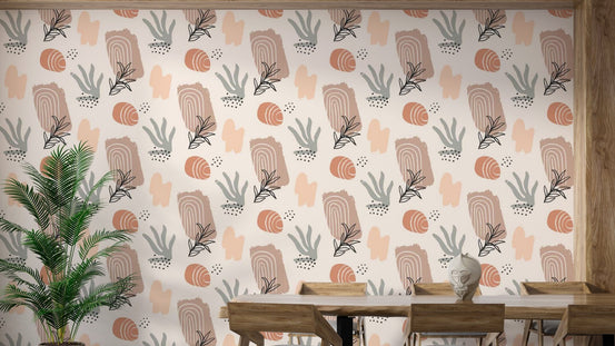 Abstract nature shapes in a trendy earthy watercolor wallpaper. A737