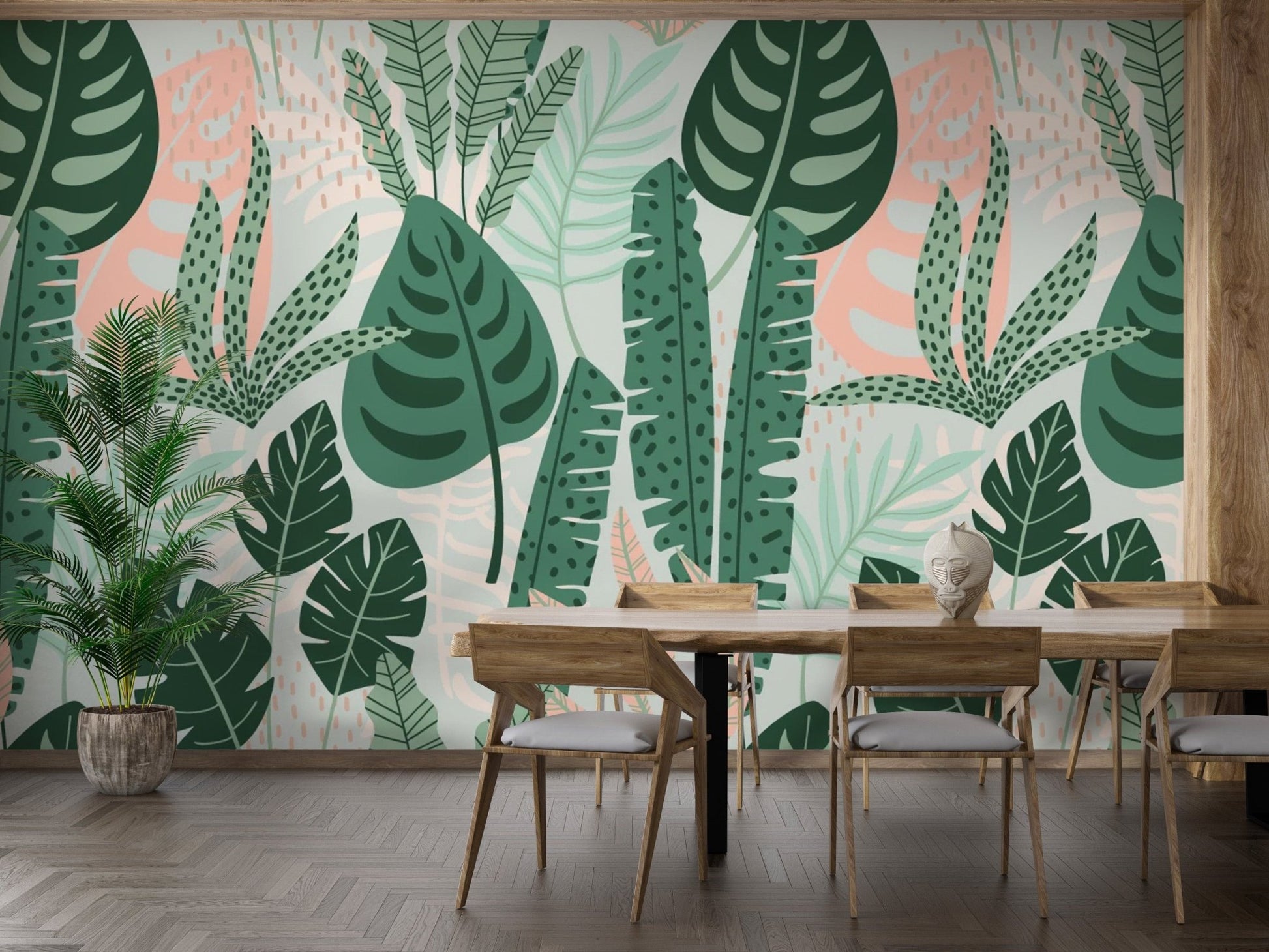 Stylish Green Leaves Wall Mural
