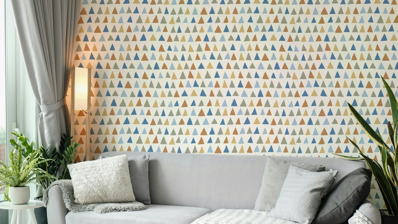 Artistic multicolor triangle wall wallpaper

