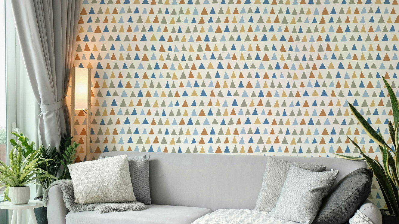 Artistic multicolor triangle wall wallpaper

