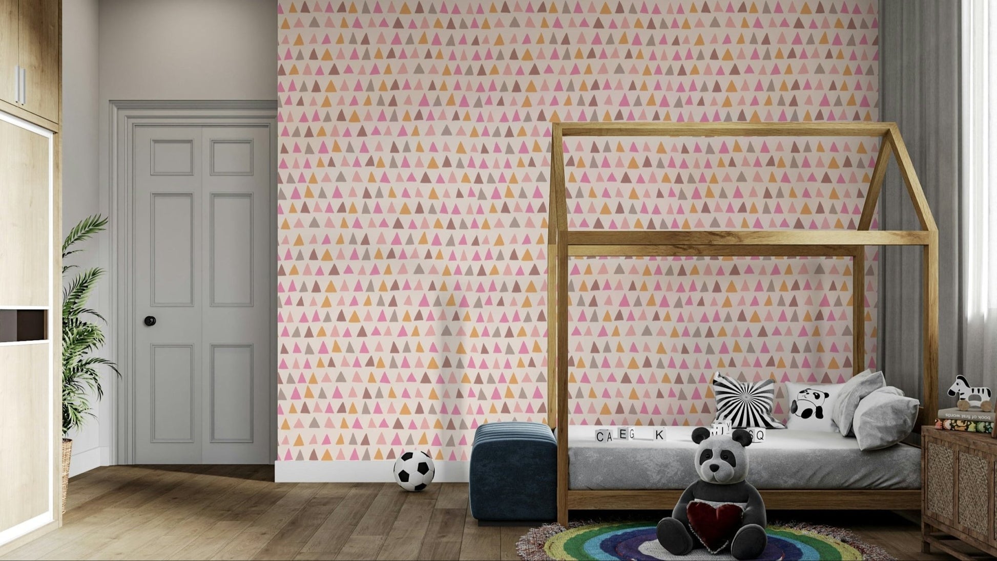 Multicolor triangle wallpaper with pink tones

