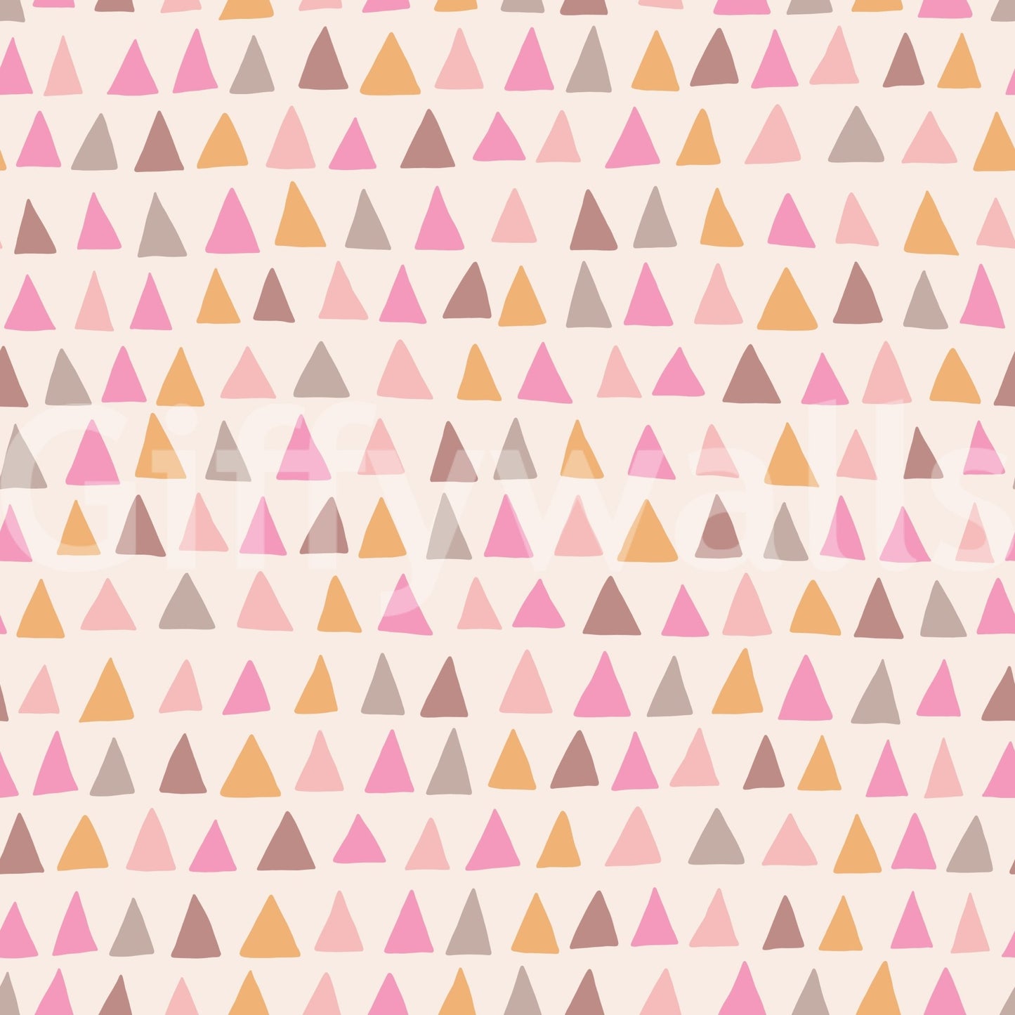 Pastel and bold pink triangles on wall mural

