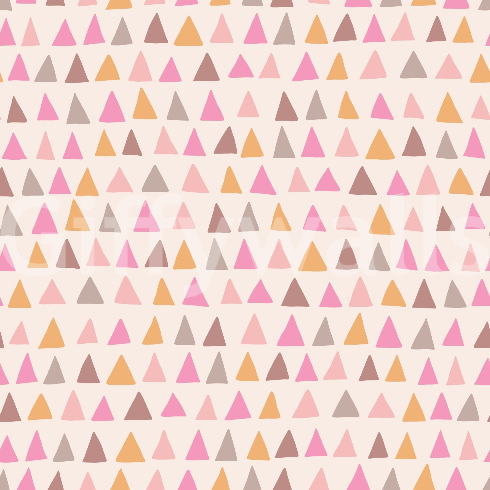 Pastel and bold pink triangles on wall mural

