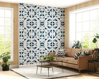 A graceful subtle pattern wall mural in cool, blue and gray tones., GD6004