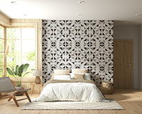 A calming modern pattern wallpaper mural that defines a space.