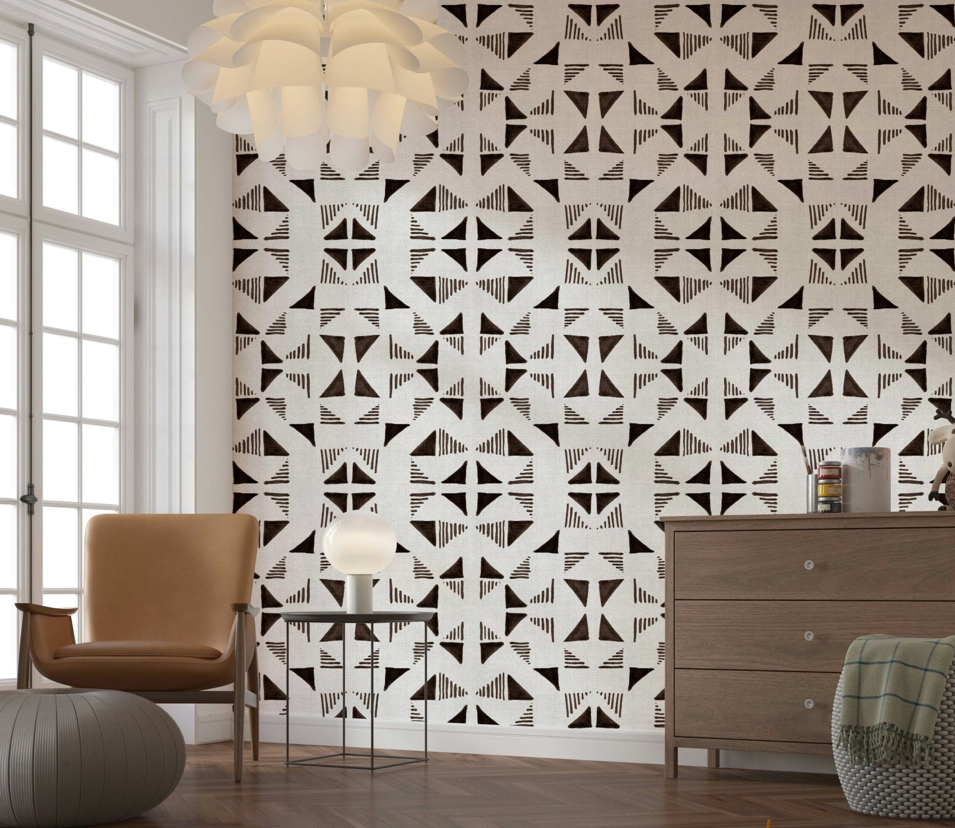 An artistic minimalist design mural for home decor.
