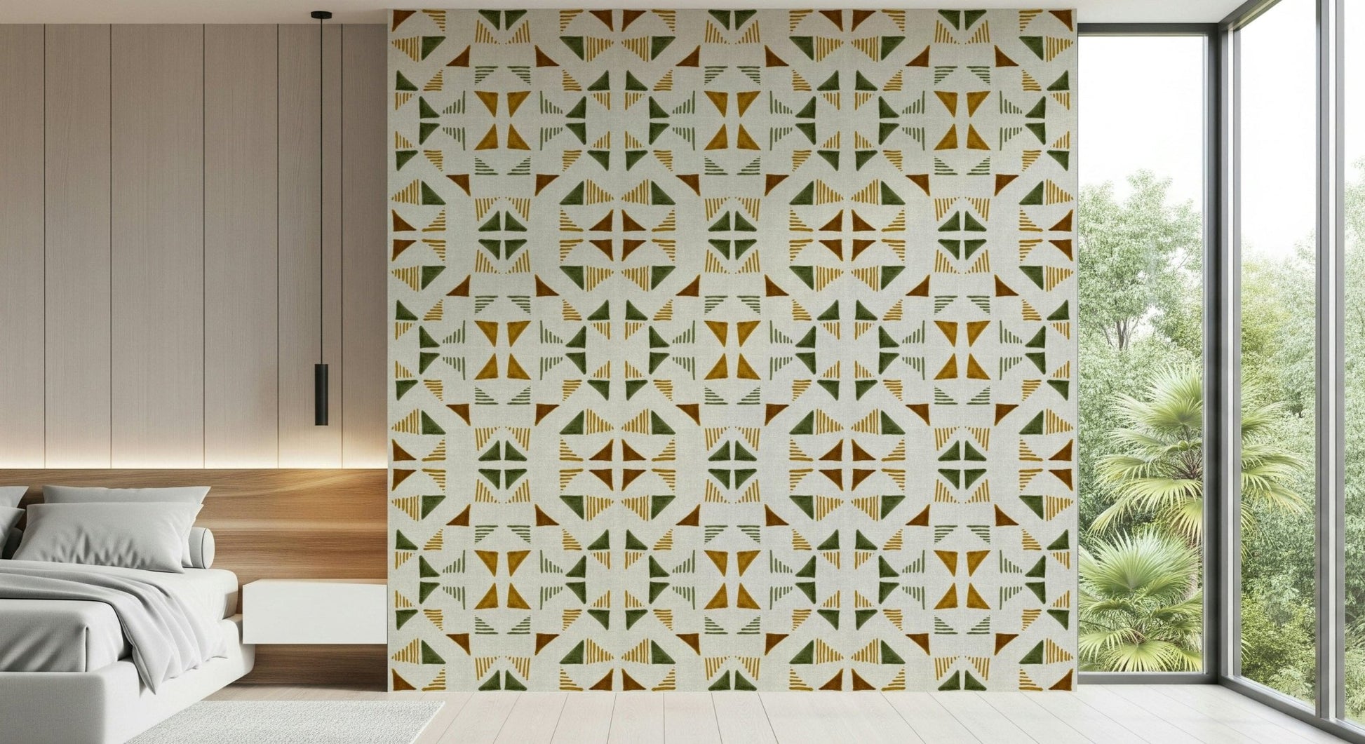 A graceful subtle pattern wall mural in cool, natural tones.