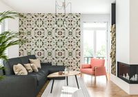 A calming modern pattern wallpaper mural that defines a space.