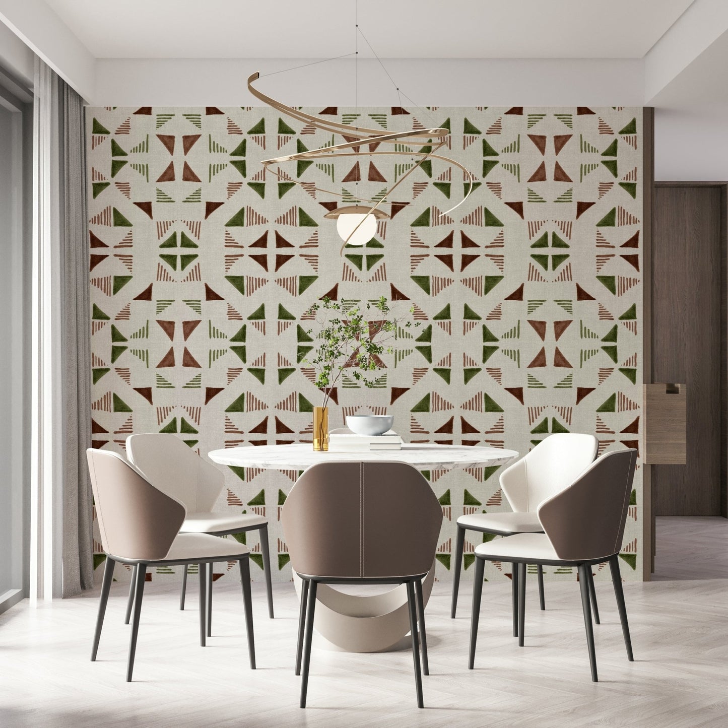 A serene abstract woodland pattern wall mural for your decor.