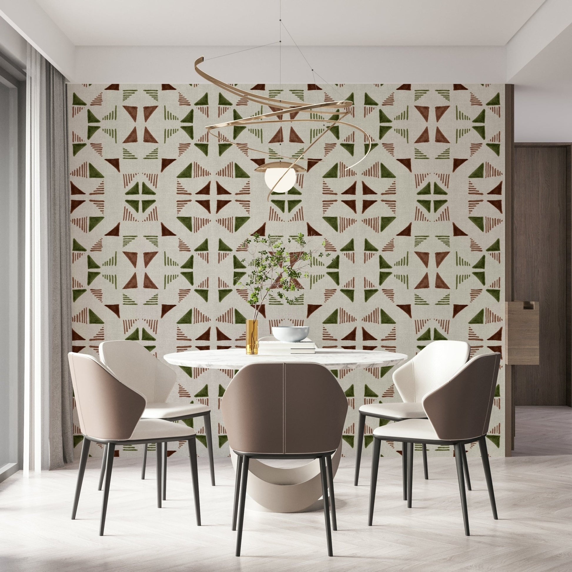 A serene abstract woodland pattern wall mural for your decor.