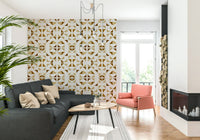 An artistic modern block mural on minimalist wallpaper., GD6007
