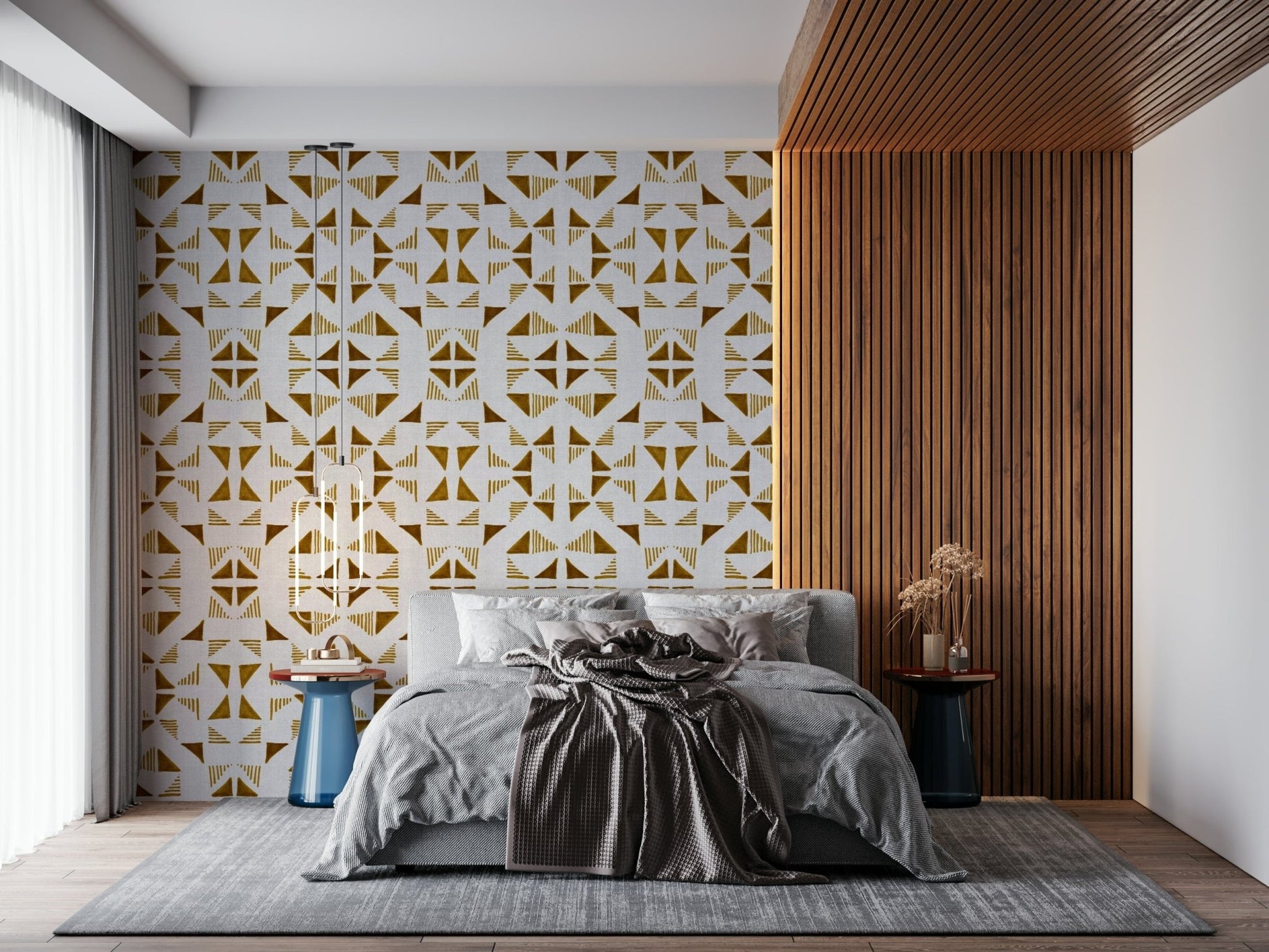 A contemplative geometric design wallpaper mural for a feature wall., GD6007