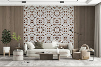 A contemplative geometric design wallpaper mural for a feature wall.
