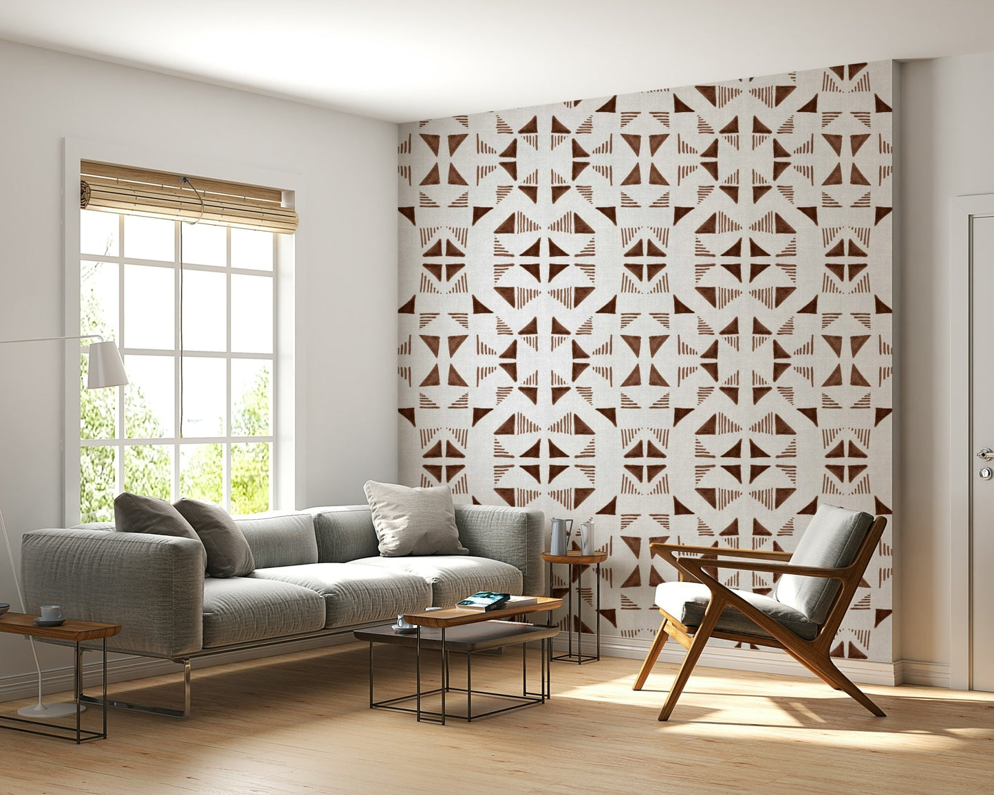 A beautiful modern art wall mural for a living room.