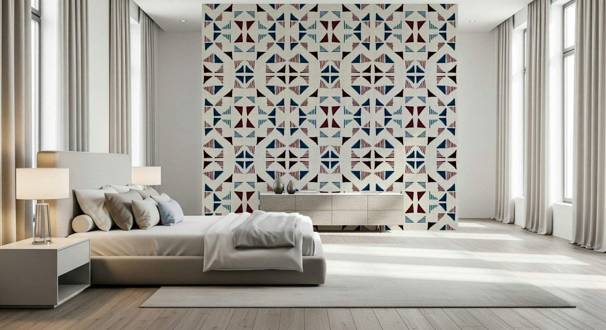 A graceful subtle pattern wall mural in cool, winter tones.