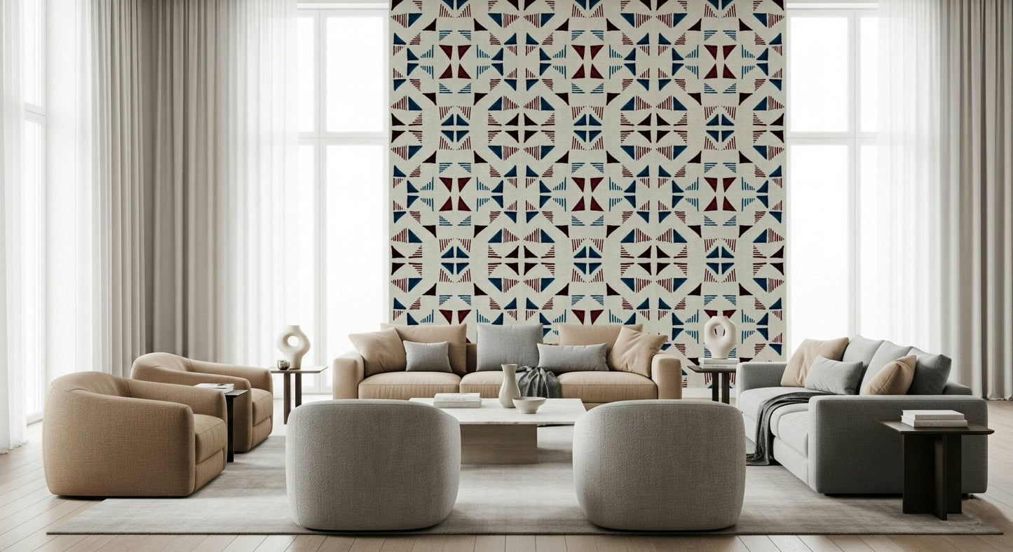 A calming modern pattern wallpaper mural that defines a space.