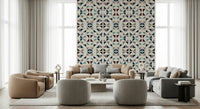 A calming modern pattern wallpaper mural that defines a space.
