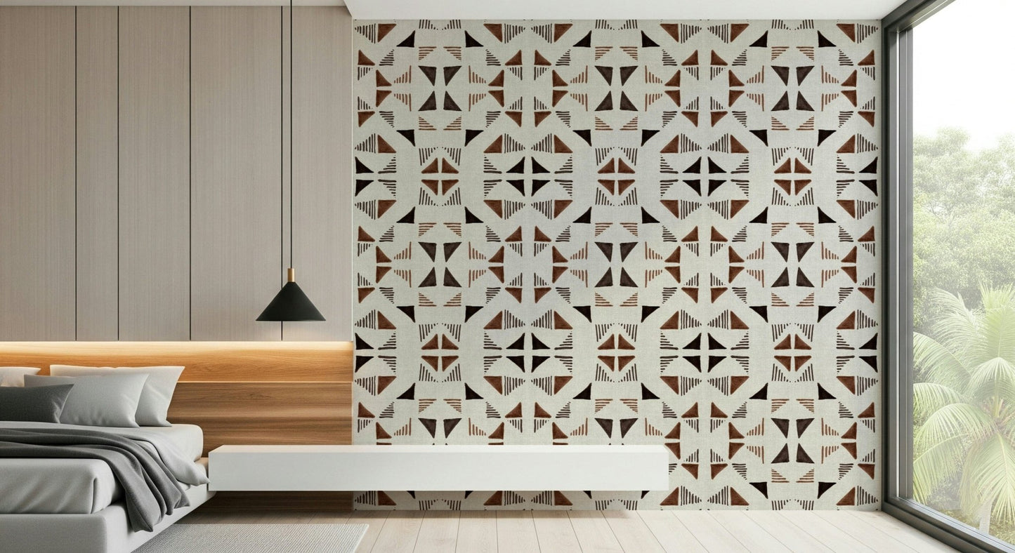 A graceful subtle pattern wall mural in cool, natural tones.